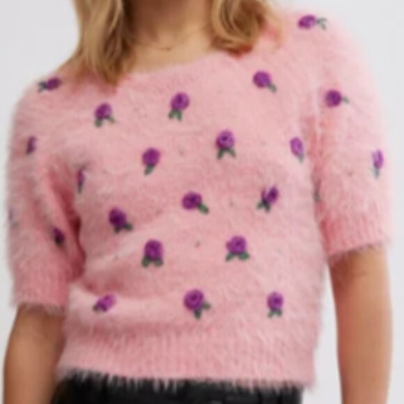 new FREE PEOPLE Winter Blooms Pullover / Pink Quartz Combo 252 - Picture 7 of 11